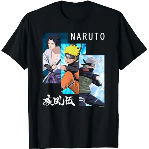 Camiseta 3 paneles y kanji - Naruto
